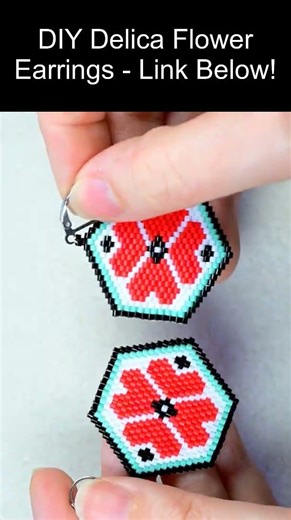 DIY Brick Stitch Delica Heart Flower Earrings in Easy Steps!