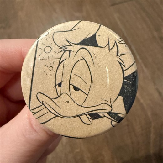 Donald Duck Sleepy/dazed Pin 1.75” Made From Vintage 1970s Walt Disney’s Donald Duck in Volcano Valley Book, Brown & Black - Etsy