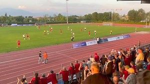 15 minutes to go, plus stoppage time, FC United leading Lewes 1-0 in our Fenix Trophy semi-final. The travelling Red Army are in fine voice and enjoying the match so far. Come on United! | F.C United of Manchester