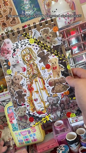 Grunge Aesthetic Sketchbook Decorated with Blood and Gore Drawings