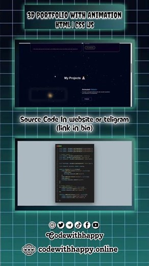3D Portfolio with Html, Css, Js || Follow for more 🔥 #myportfolio #digitaldesigner #portfoliowebsite