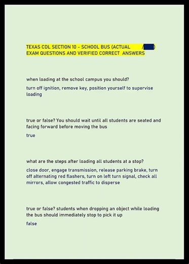 Texas Cdl Section 10 School Bus Actual Exam Questions And Ve video