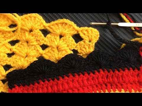 Einfaches Muschelmuster häkeln. Muschelborte häkeln