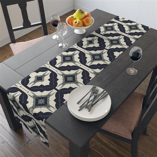 Elegant Blue & Gold Geometric Table Linens Neo Deco Style, Wedding or Hostess Gift - Etsy