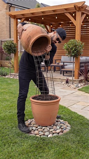 Floating Flower Pot DIY - The Ultimate Garden Upgrade! 🏡✨ Create this magical illusion of floating flowers in your garden! It’s easier than it looks. 🌸 #DIYgarden #GardenHacks #FlowerPot #Backyard #DIY I’d love some ideas on which flower species work best to create this “cascading” effect in a flower pot.