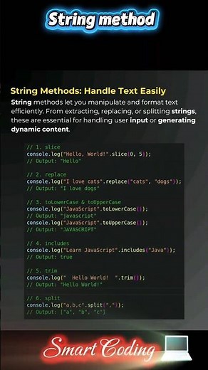String method | Math Methods| JSON Methods | Array Methods #tech #html #css #shortsviral #shorts