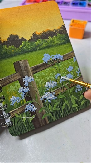 Evening Scenery painting 😍🤗🎨 #easytutorial #gouachepainting #artshorts