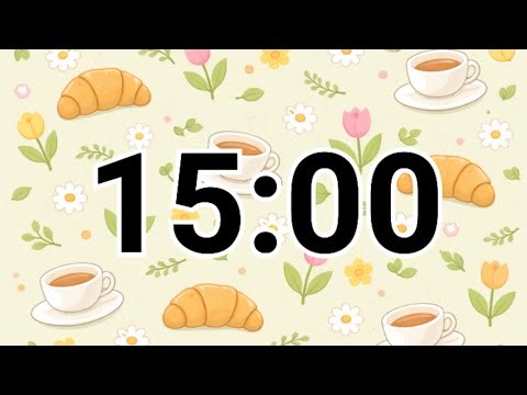 15-Minute Croissant & Tea Pattern Timer 🥐🍵 – Cozy Spring Morning Countdown