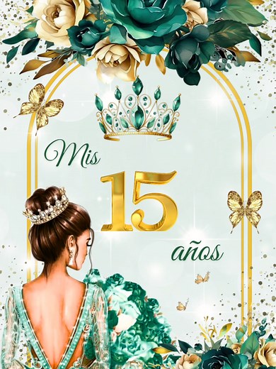 ✨ Elegancia en cada detalle: Invitación Digital para 15 Años en Verde ... | Invitation Ideas