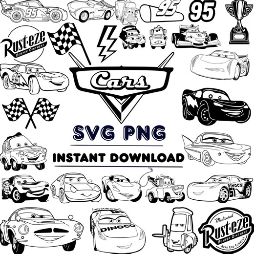 Cars Svg, Lightning Mcqueen Svg, Cars Svg Files for Cricut, Lightning Mcqueen Cut Files, Cars Png, Layered SVG Bundle, Cars for Cricut - Etsy