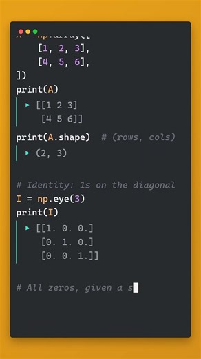 numpy - creating matrices