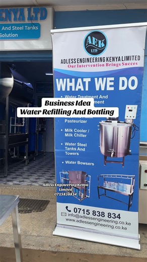 Start Purified Water Refilling And Bottling using Adless reverse osmosis machines, purified water filling stations, water purification machines, water purifiers, water treatment machines, water filters, water filtration machines, bottle rinsing machines, stainless steel tanks and packaging tables among others #foryou #businesstostartin2026 #waterfillingstationinkenya #reverseosmosis #waterpurifier