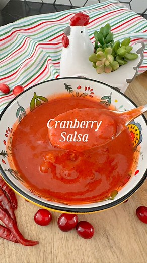 This vibrant cranberry salsa, made with fresh cranberries, is sure to impress your guests this holiday season! #salsa #holidays #cranberry #recipe #abuela Highlights | Salty Cocina
