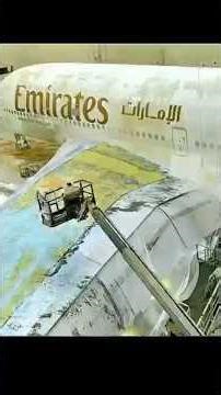 Process of emirates aircraft repaint 🎨 , part #viralvideo #sciencefacts #shortvideo #techtadkahindi
