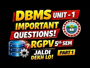 RGPV DBMS Unit 1 IMP Questions 2024–25 | Exam Oriented | 5th Semester