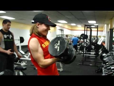 Bicep Curls: Single Arm Curling 40 lbs.