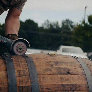 Wall Mount Single Guitar Holder made from Whiskey Barrel with Metal Accents - The Nashville - Holtz Leather