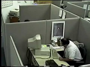 Man destroying computer