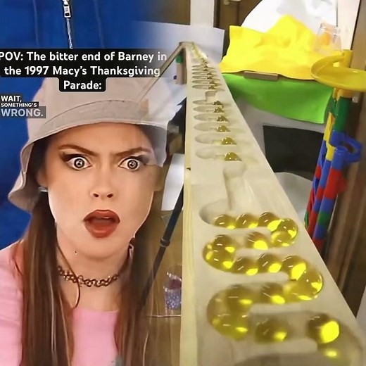 The bitter end of the Barney balloon in the 1997 Macy’s Thanksgiving Parade. #90skids #nostalgia