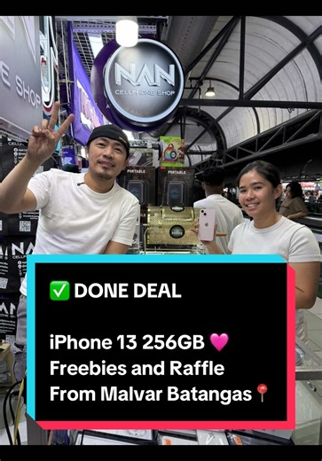 ✅ DONE DEAL iPhone 13 256GB 🩷 Freebies and Raffle From Malvar Batangas📍 Maraming salamat po sa tiwala! Enjoy your new iPhone 🎉 Sa NAN Cellphone Shop, hindi lang basta benta, may warranty at maayos kausap ✔️ 📍NAN CELLPHONE shop is located at Stall no. U-20 and U-18, Greenhills Shopping Center San Juan City, 2ndfloor. 🎁 FREEBIES EVERY PURCHASE: ✨Instant Raffle ✨ Free iCloud / Apple ID ✨ AirPods ✨ 5pcs Magnetic & Silicon Case ✨ Tempered Glass ✨ 20W Type-C Power Adapter ✨ Type-C Lightning Cable