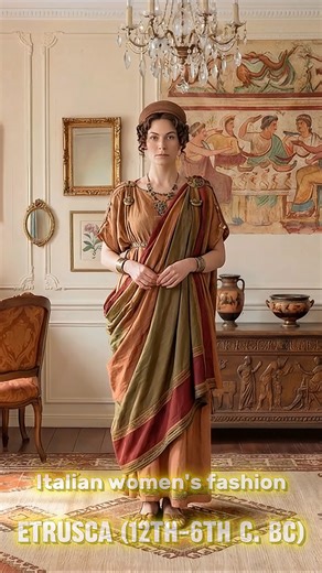 Italian Women’s Fashion Evolution (Etrusca (12th–6th c. BC) –500) | 1500 Years of Style Change #reels #Fashion #Evolution #Women #Italian This video explores the evolution of Italian women's fashion from the Etruscan period (12th–6th century BC) to 500 AD. Watch how clothing styles, fabrics, and silhouettes changed over more than 1500 years of history. From ancient draped garments to early classical influences, fashion reflects culture, identity, and time. Which historical style is your favorite