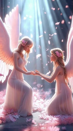 Sad Angel Finds Hope: Two Angels Holding Hands Fly to Heaven | 3D