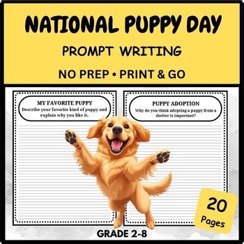 National Puppy Day Creative Writing | Grades 2–8 Literacy Worksheets