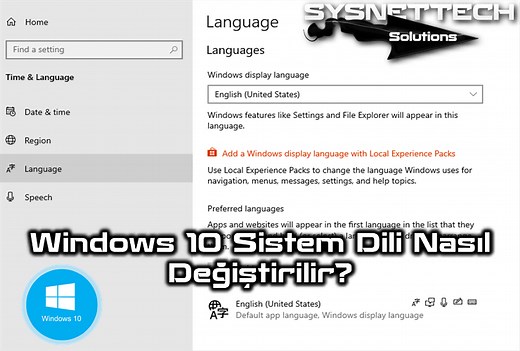 Windows 10 Sistem Dili Değiştirme | Basit Adımlar!