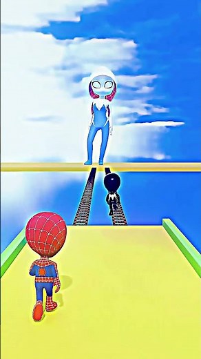 Chibi Spider-Man and Venom Ladder Race to Giant Spider-Gwen #SpiderMan #Venom #SpiderGwen