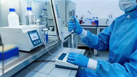Biotech scientist conducts intricate laboratory analysis in a research video