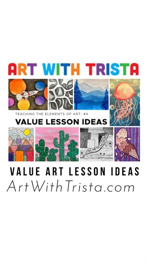 Trista Johnson on Instagram: "Value Art Lesson Ideas - my latest blog post for art teachers Check out some of my favorite Value Art lessons. Value, one of the Elements of Art, is an important building block of art. It is a great way to teach students how to create the illusion of depth and create a 3D form using highlights and shadows with shading and mixing tints and shades with paint. I have elementary-geared ideas and a few ideas for middle school and high school artists too. Comment BLOG for