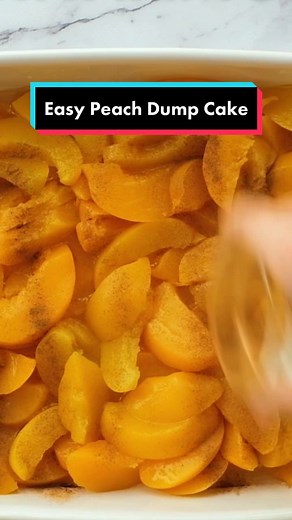 This old-fashioned peach dump cake is the ultimate easy dessert packed with spiced peaches and cake mix. This peach dump cake recipe is a simple dessert you’ll absolutely love. For this recipe, we used canned peaches along with cinnamon and cake mix to create a bubbly and warm dessert. This delicious peach cobbler dump cake is best when served fresh and hot out of the oven with cold vanilla ice cream scooped on top of the individual servings. It’s delicious served chilled as well. It changes the