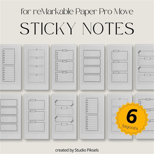 Sticky Notes Bundle for Remarkable Paper Pro Move: 6 Memo Notebook Templates for Quick Notes, Reminders and Ideas - Etsy