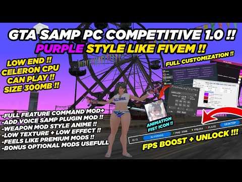 SHARE GTA SAMP PC COMPETITIVE PURPLE STYLE 1.0 !! FPS BOOST + UNLOCK SIZE 300MB !! GTA IN DESC