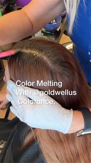 Who Said a Color Melt Can’t be Soft and Spicy!🌶️ We softened her bold red into a warm, natural brunette—while keeping just a whisper of that original heat. All done with glosses for shine, tone control, and the healthiest hair possible. Formulas👇 @goldwellus Colorant Base 6N 7G Mids to ends 7N 7G ✨You’re gonna want to Share & Save this formula. P.S. Note the backward bib by @framar My go-to tip to stay neat and clean for these all over color applications. #goldwellapprovedus #fallbrunette #col