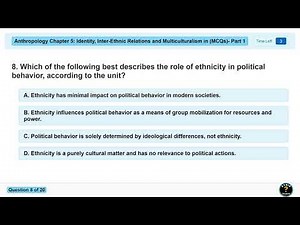 Anthropology Chapter 5 MCQs: Identity, Inter-Ethnic Relations, and Multiculturalism | Part 1