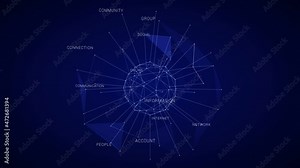 Looping Social account.People communications.People connection.Connection network intro rotating animation.Global networking technology.Network marketing.Global connection.Blue