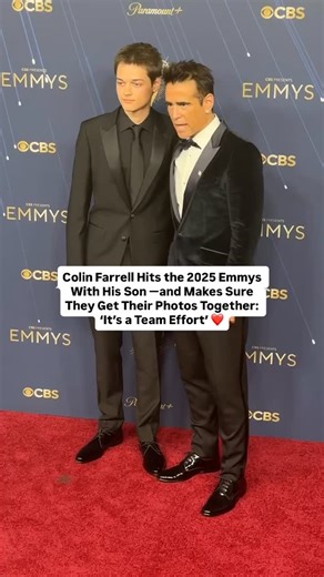 #ColinFarrell in dad mode>> 🥹 The actor made sure he got his pics with his son on the #Emmys red carpet. ❤️ | People