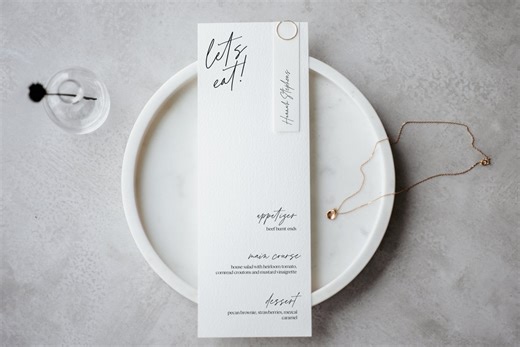 Minimalist Wedding Menu Template | Modern Name Place Card (digital Download) - Etsy Australia