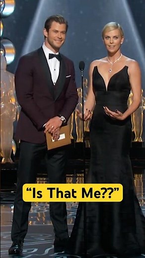 "Is That Me?" Charlize Theron & Chris Hemsworth 86th Oscars Teleprompter Miscue #shorts