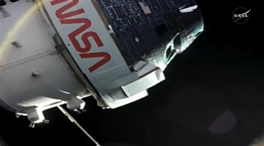 Footage shows the crew module separating from the service module, as the Artemis II crew begin their descent. The 19 second firing of the thrusters prior to reentry into Earth’s atmosphere has been completed as well. The correct angle for reentry and minimal exposure to high temperatures for reentry has also been completed.