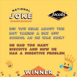 The Winner of the Jacob’s National Joke Championship is in and it’s a cracker (no pun intended) | Jacob's Biscuits