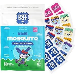 NATPAT Buzz Patch Mosquito Patch Stickers for Kids - Plant Based Ingredients, Non-Toxic - The Original All Natural Citronella Essential Oil Insect Patch, DEET Free, for Toddlers, Kids (60 Pack)