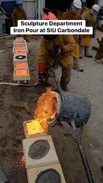 Mentors Demonstrate Safe Open-Face Iron Pouring | SIU Sculpture Iron Pour #pouringiron #castiron