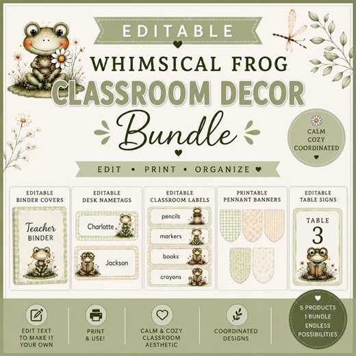 Editable Frog Classroom Decor Bundle Calm Classroom Decor Sage Green Classroom Printable Classroom Bundle - Etsy