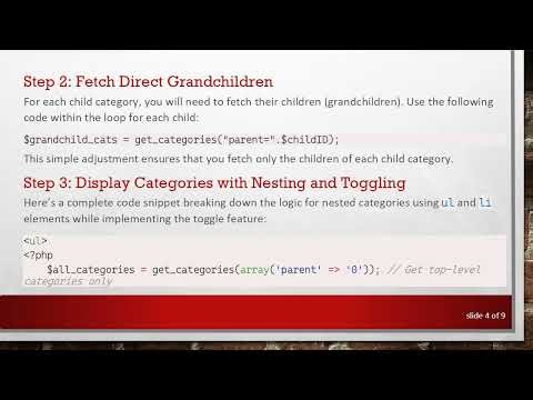 How to Display Grandchild Categories in WordPress with Nested UL LI Lists