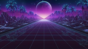 Loop background neon retro wave 80s style