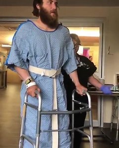 From 24 miles per day to using this walker to get to bathroom. I’m on my way back. Gonna rebuild with patience and equanimity. HUGE shout outs to Stephanie, Fergie, Bo, Angie, Eddie, mike, dr black, dr van Birmingham, dr Gordon, dr Shapiro, Natalie, carol, Megan, Jeremy, and my whole family in ICU. Molly and her husband from PT are gonna come help me walk again tomorrow. KEEP GOING. | Mike Posner