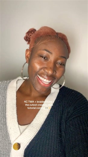 creative 4c twa style with braided buns #4ctwa #naturalhairstyles