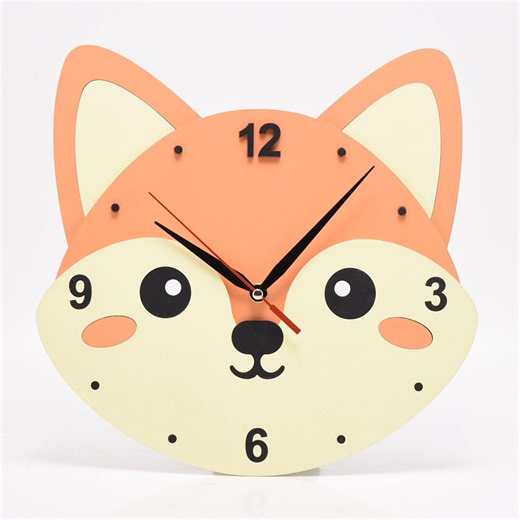 Personalized Fox Wall Clock – Wooden Animal Nursery Decor – Silent Sweep Kids Room Clock - Etsy